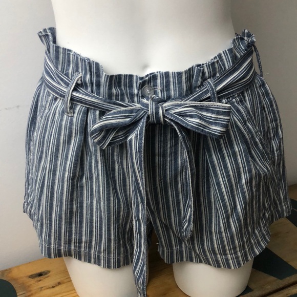 Rewash Pants - REWASH Striped Paper Bag Waist Shorts Size M